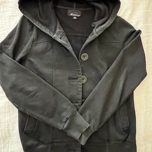 Forever 21 Black Button Up Jacket w Hood Size M